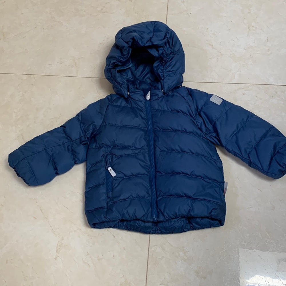 Boys Girls Reima Finland Blue Down Coat Jacket 12-18 Mo